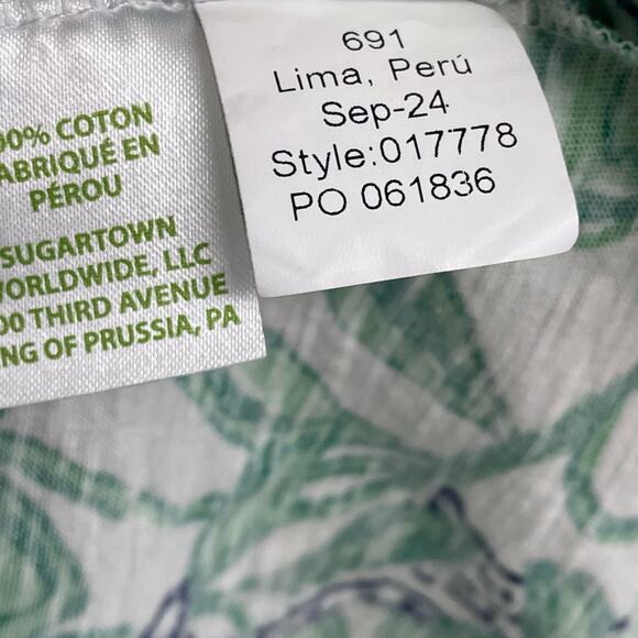 Lilly Pulitzer Etta Scoop Neck Top Fiddle Leaf Green Lil Escape Plan Womens XS - Picture 8 of 8